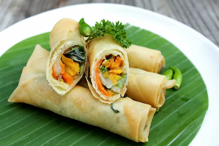 plate of spring rolls
